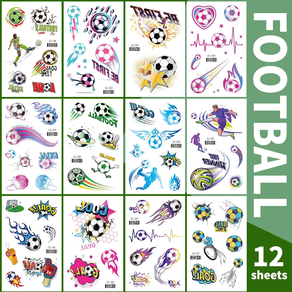 Glitter Soccer Temporary Tattoos for Sports Football Fan Parties