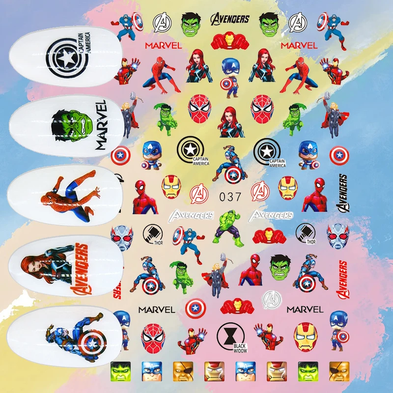 Nail Stickers Nail Art Tools Nail Art Decoration Nail Decals The Avengers Superheroes 3D 1PCS Mickey Mouse Stitch