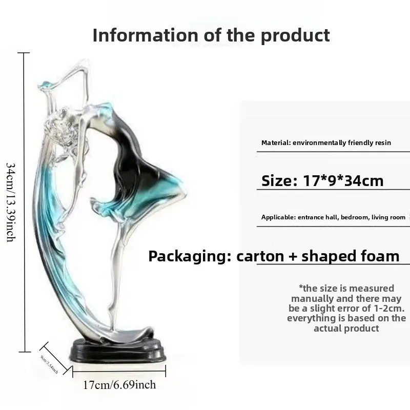 European Style Resin Dancing Lady Sculpture Handmade Art Craft for Wedding Anniversary Gift Home Decor Table Display