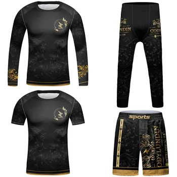 Boys Compression MMA Bjj Rashguard Kid's Gym Fitness Jerseys Training Tracksuits Children Fighting Boxing Sportsuit Running Sets 1
