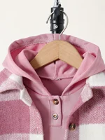 Tenue d'automne pour bébé fille, veste à carreaux rose blanc, sweat-shirt à capuche, pantalon long, ensemble trois pièces, vêtements de rue quotidiens 3