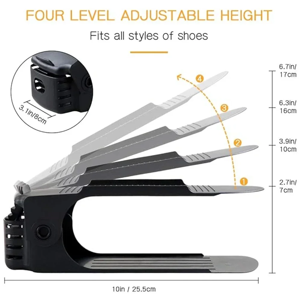 Shoe Organizer 1/6Pcs Adjustable Double Layer Stack Holder For Closet