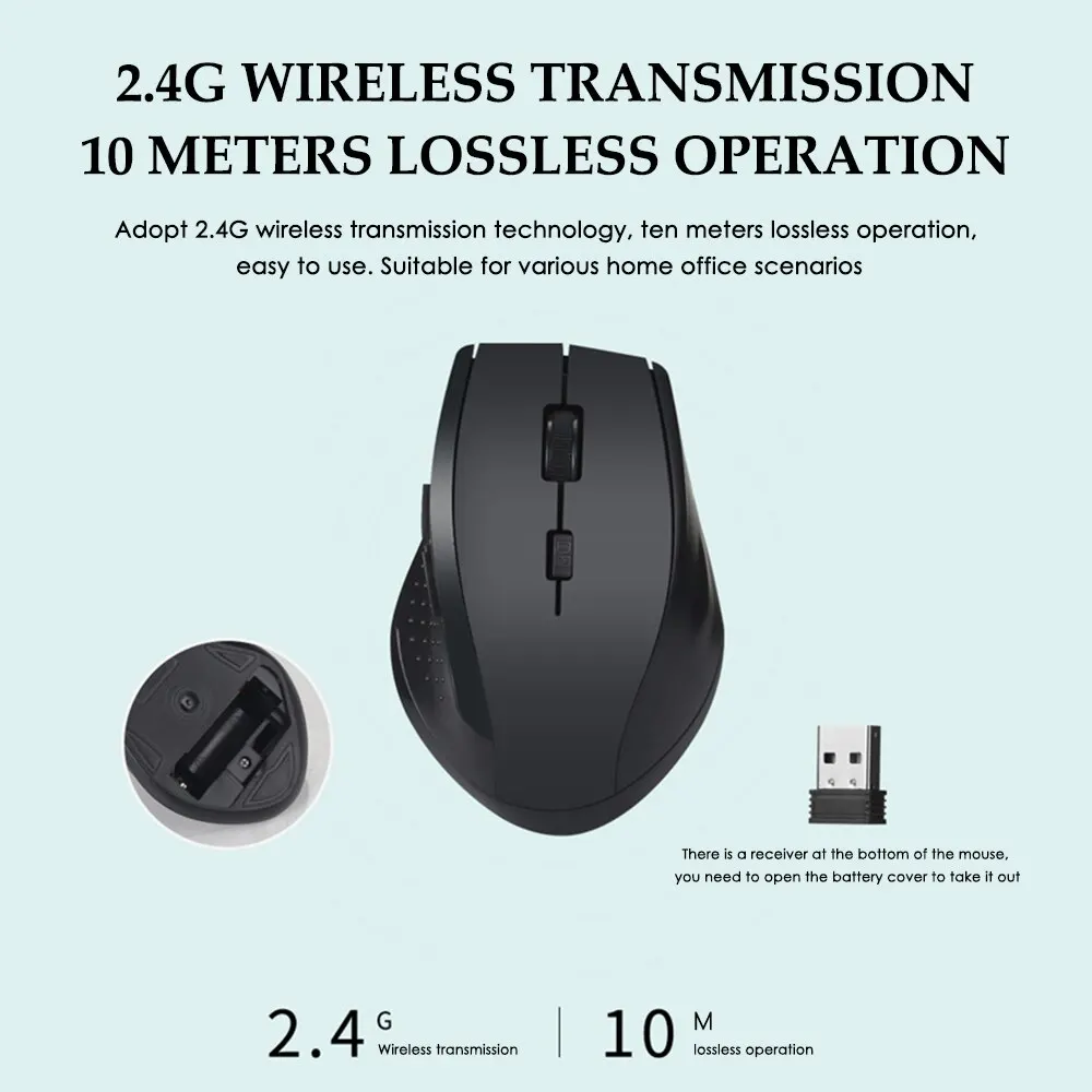 Wireless Mouse Mini Silent 2.4G USB Computer Mouse Optical Mice Noiseless Adjustable DPI for Windows Mac Linux