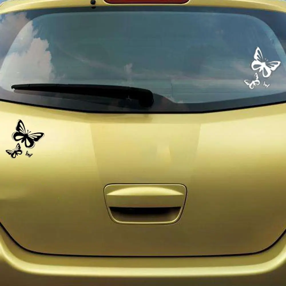 15.2*17CM Beautiful Butterflies Fashion Vinyl Car Stickers Animal Car Styling Decals Black/White