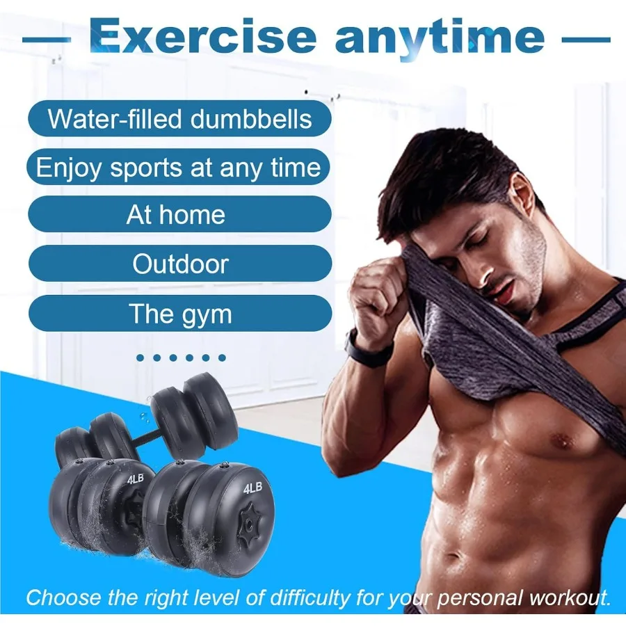 Water Filled Dumbbells Set - Water Filled Weights - Portable Travel Weights - Weights Adjustable Dumbbells - Portable Fitness Eq