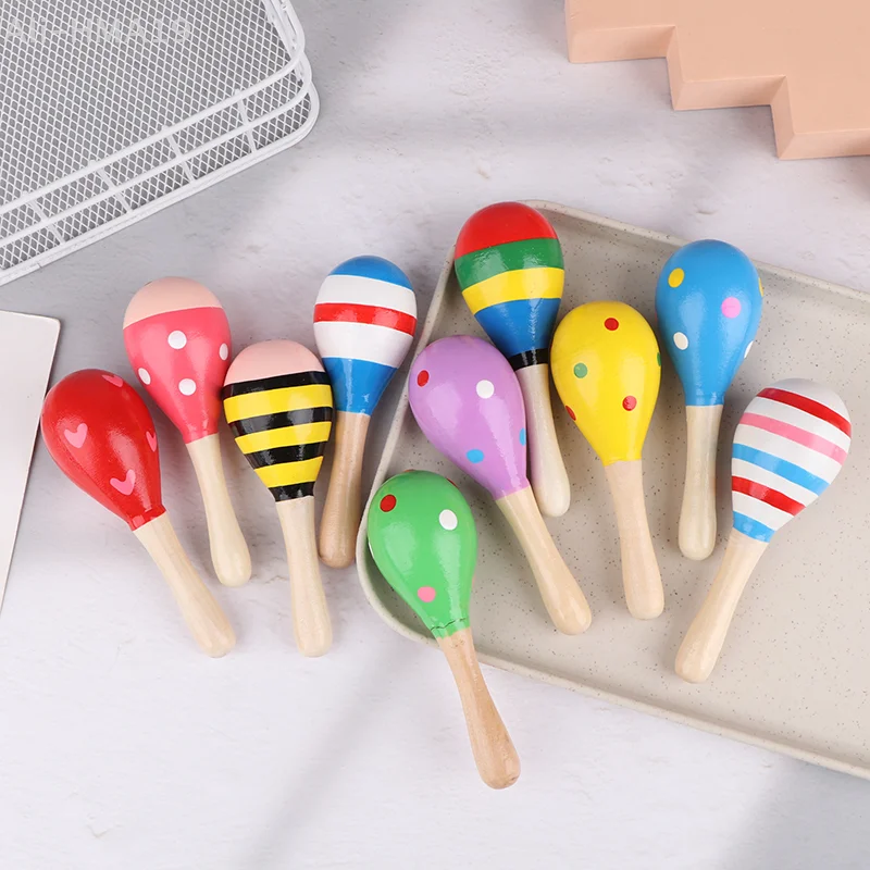 2Pcs Cute Mini Wooden Sand Hammer Maracas Rattle Shaker Toys For Baby Musical Instruments Baby Shower Party Favors Gift Kids baby musical toys