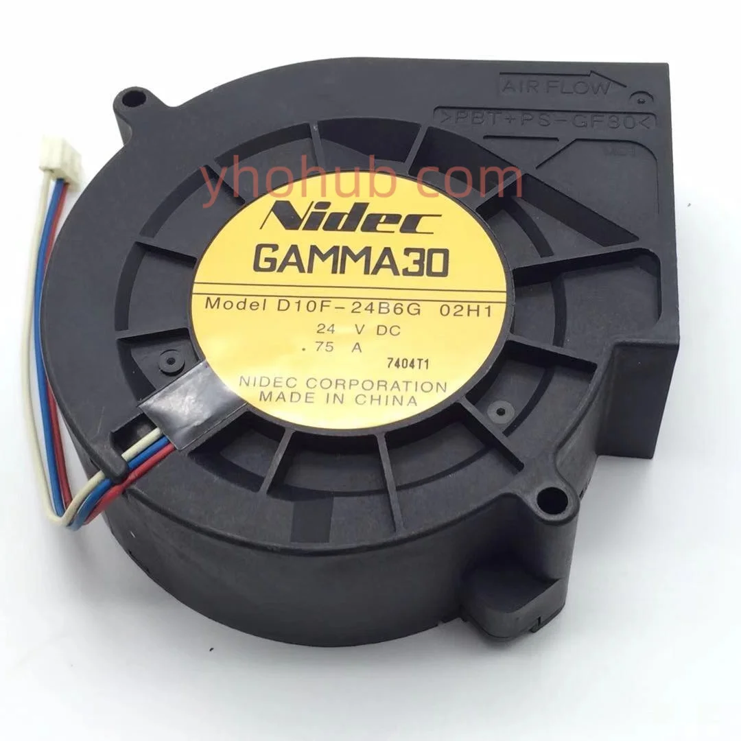 Nidec D10f24b6g 02h1 Servidor Projetor Ventilador de Refrigeração dc 24v 0.75a 97x97x33 mm 3-wire - Imagem 3