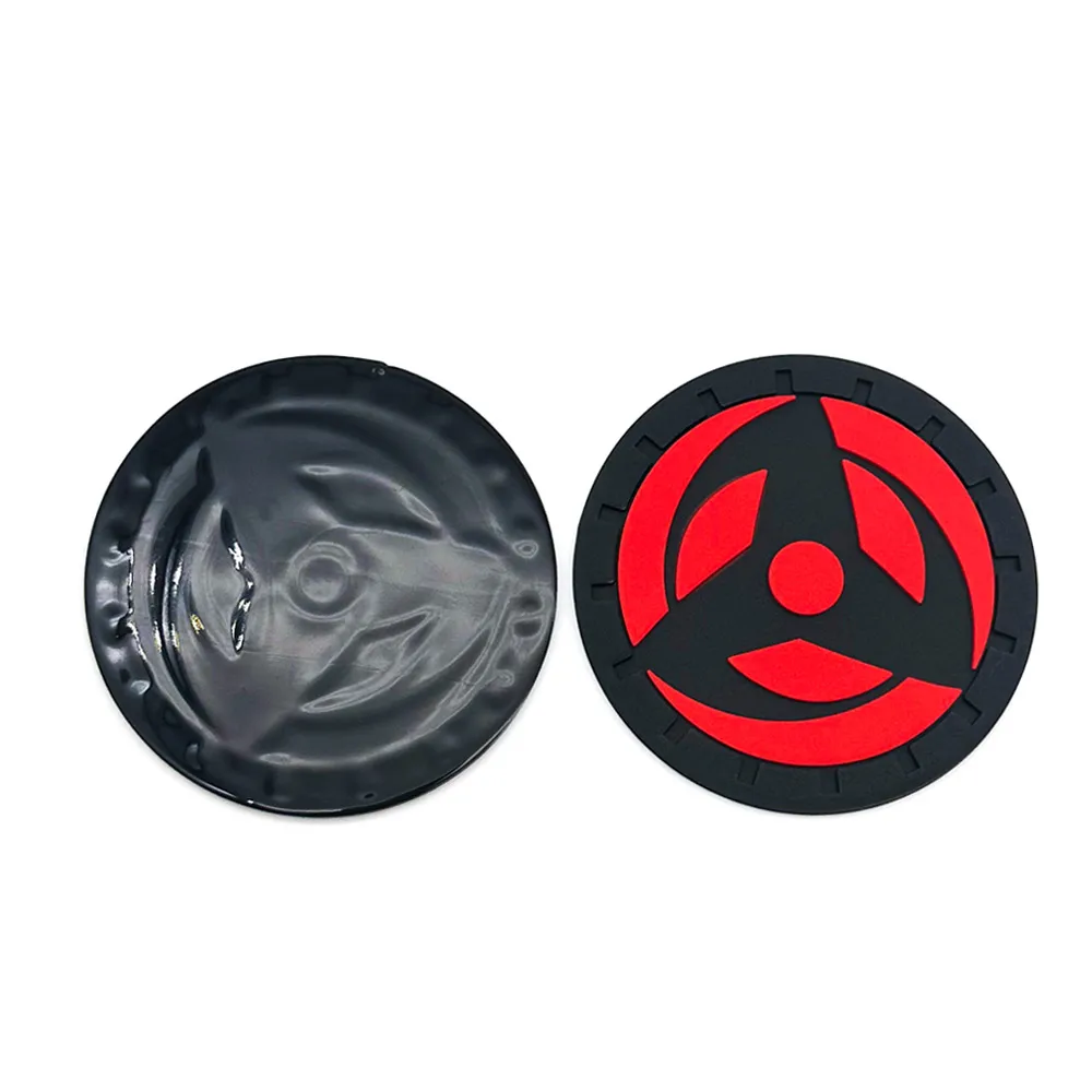 66MM 1 / 2PCS Anti Slip Mat Car Water Cup Slot Car Coaster Decoration Accessories Case for Blood Wheel Eye Anime Auto Styling