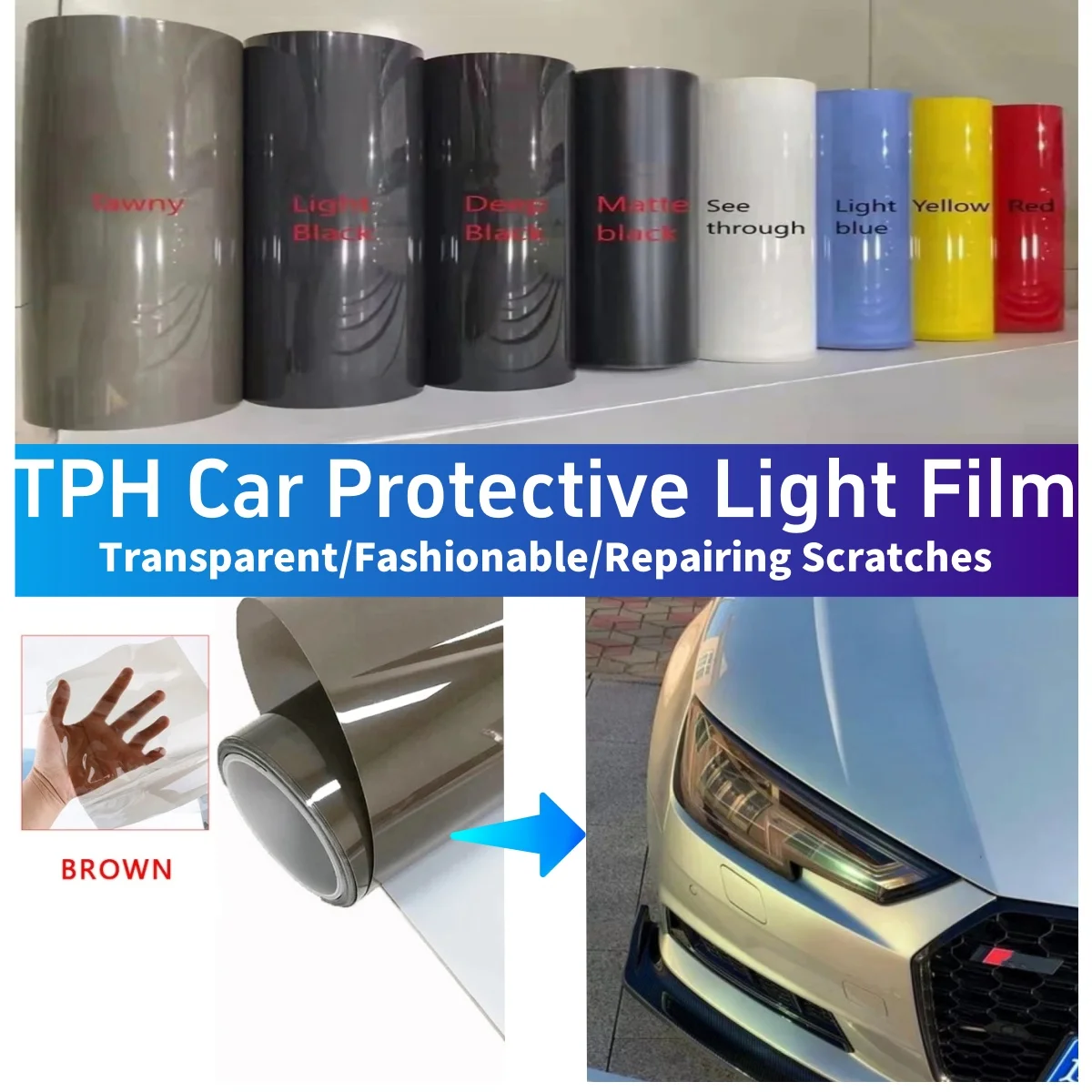 

No residual glue left Anti Scratches Car Headlight Taillight Film TPH PU PPF Protective Film For Car Styling Decor Accessories