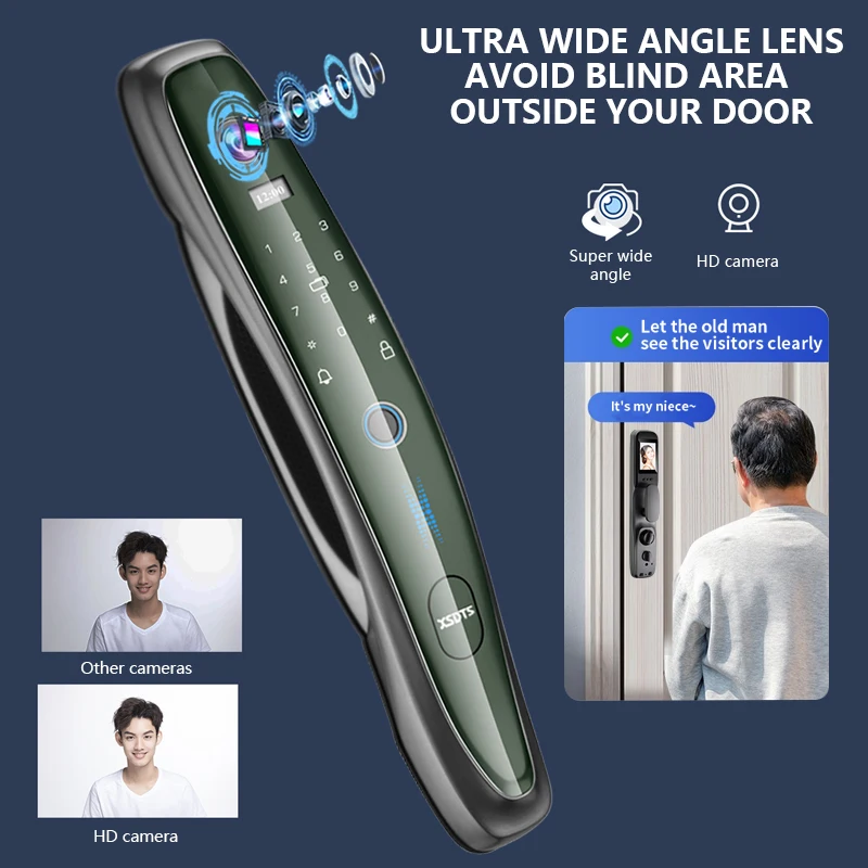 China Puerta digital Reconocimiento facial Huella digital Tuya Smart WiFi  con cámara Cerradura inteligente para fábrica y proveedores de puertas