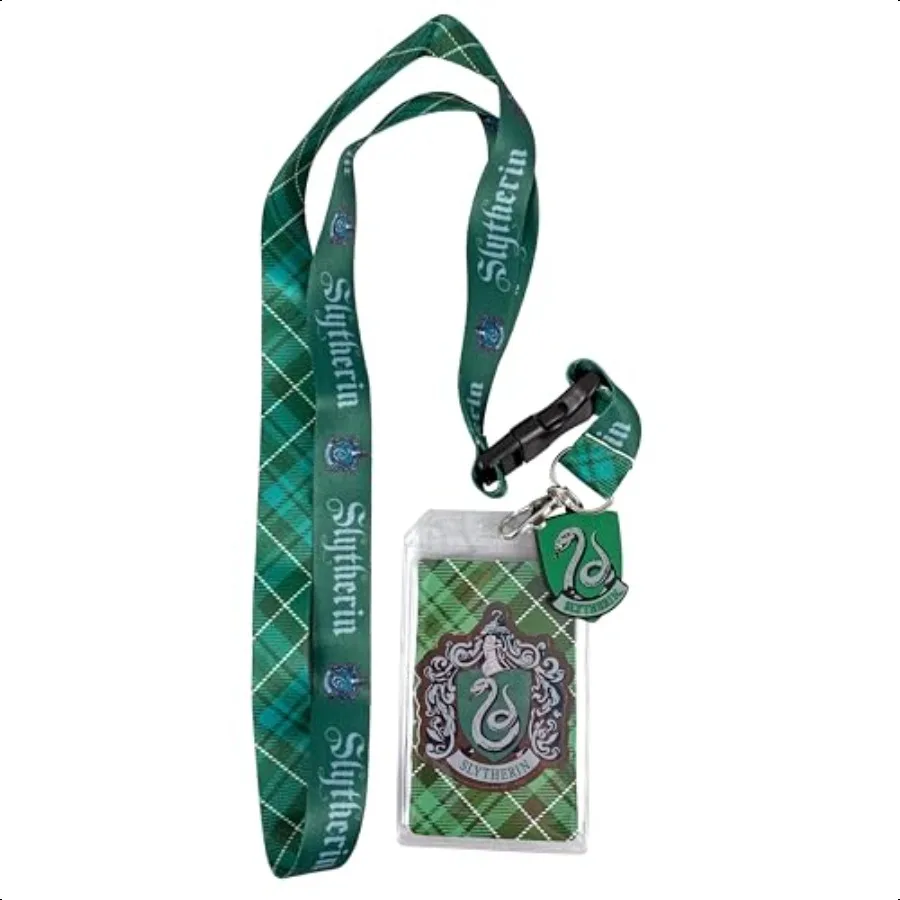 Slytherin Plaid Lanyard with Stylish Charm