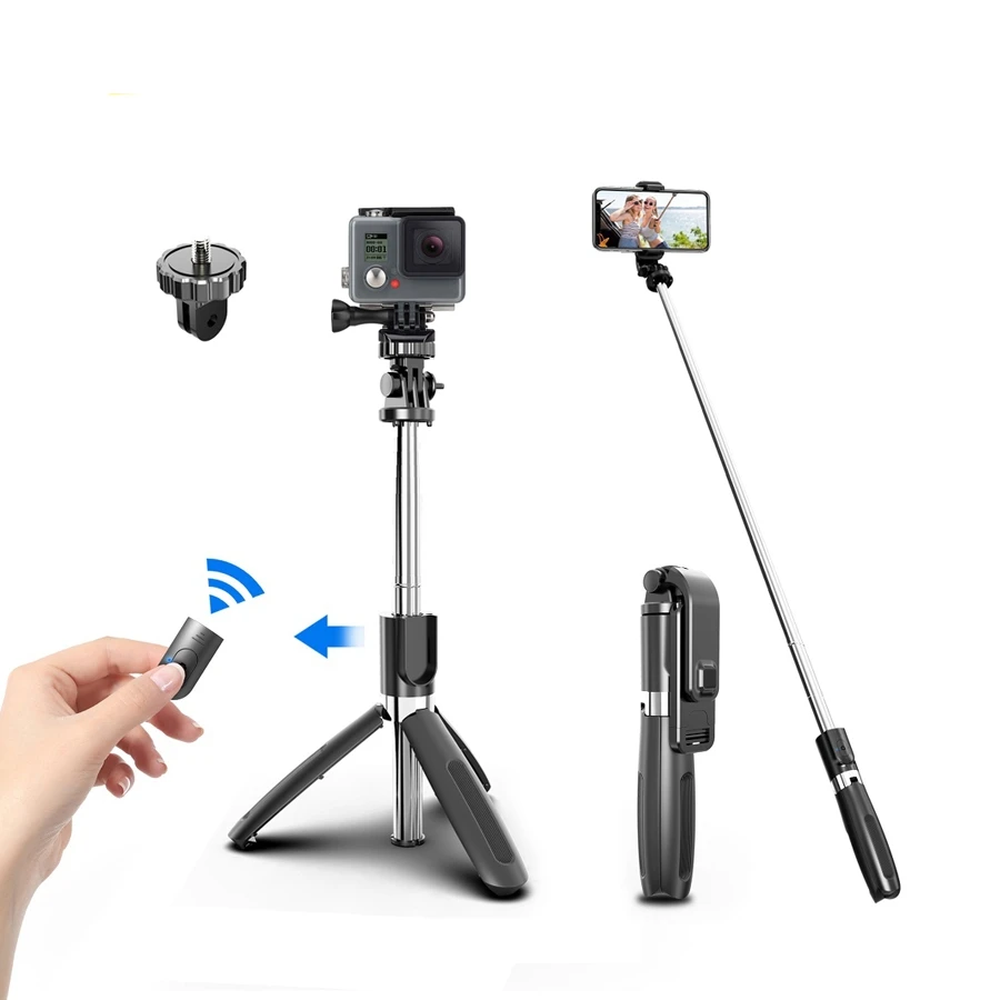 Wireless Bluetooth Selfie Stick with Mini Tripod Foldable Remote Control for Phone Action Camera Iphone