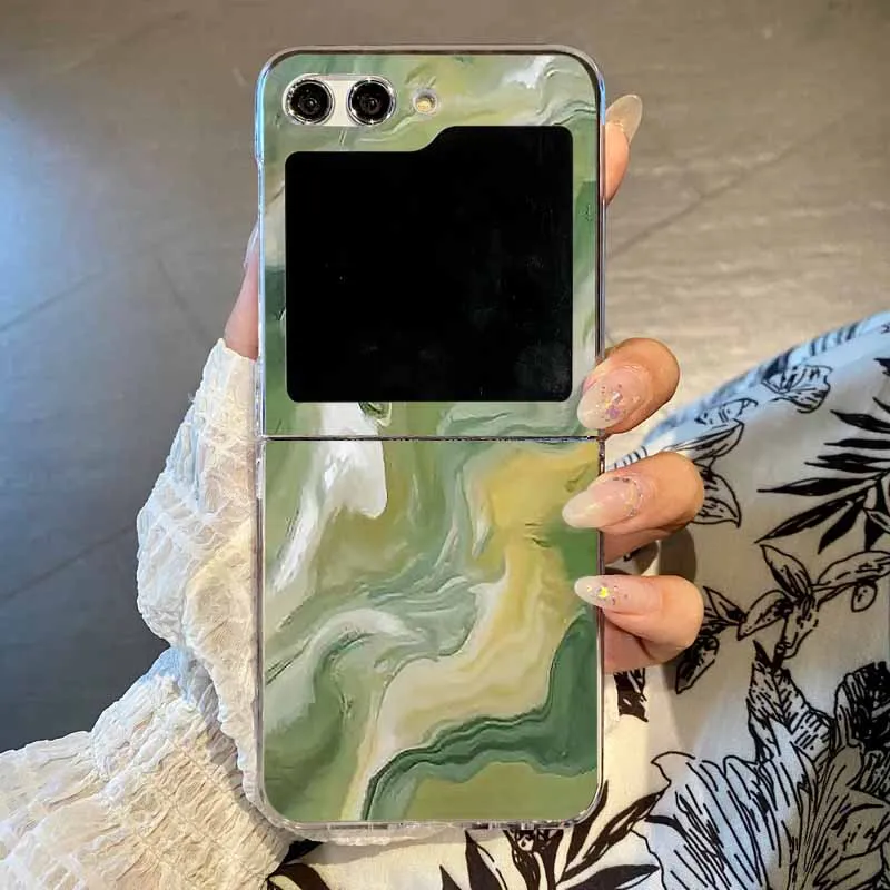 Elegant Marble Pattern Transparent Foldable Phone Case - Clear Hard Shell Cover