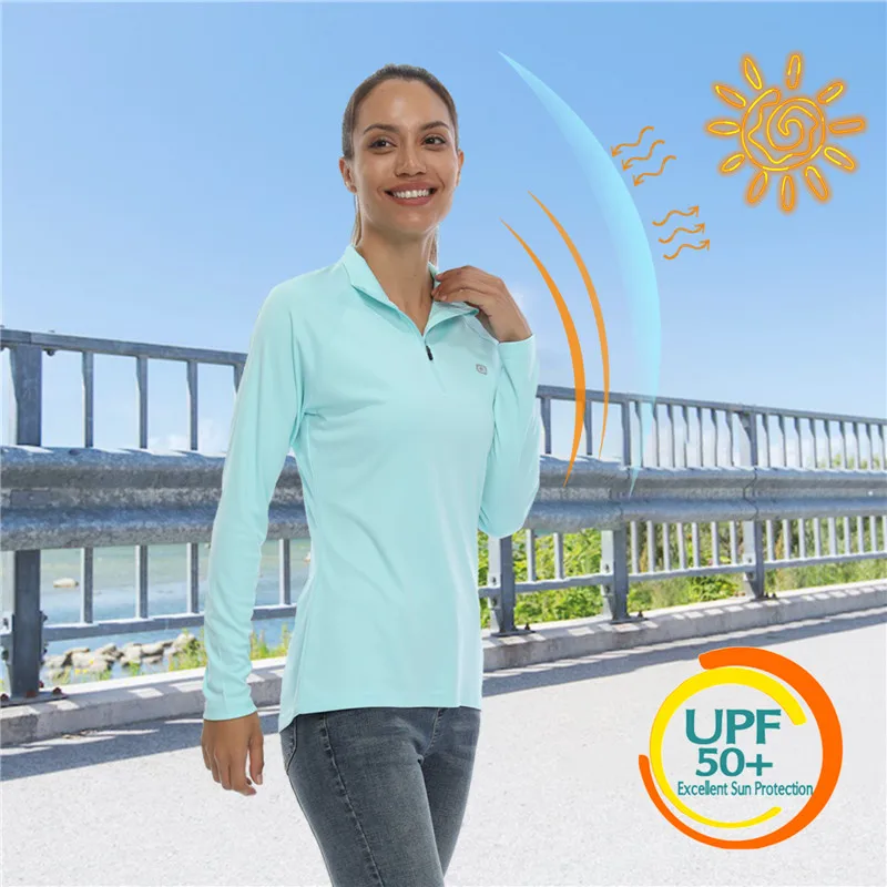 Women's UPF50+ Raglan Long Sleeve UV Sun Protection Shirts Quick Dry Golf Shirt Outdoor T-Shirt for Fishing Running Workout