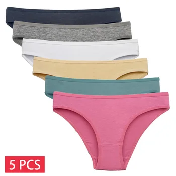 5 PZ/SET Biancheria Intima delle Donne Mutandine di Cotone Mutandine Sexy Mutande Femminili di Colore Solido Panty Intimo Lingerie Delle Donne M-XL 1