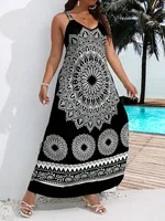 Summer Plus Size Women's Suspender Bohemian Dress Backless Dress - Image 3