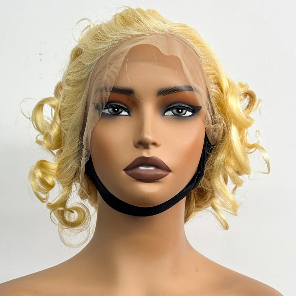 250% Density Short Bob Loose Curly Human Hair Wig 13X4 Transparent Lace Frontal Wig Curly Wavy Human Hair Wigs For Black Women