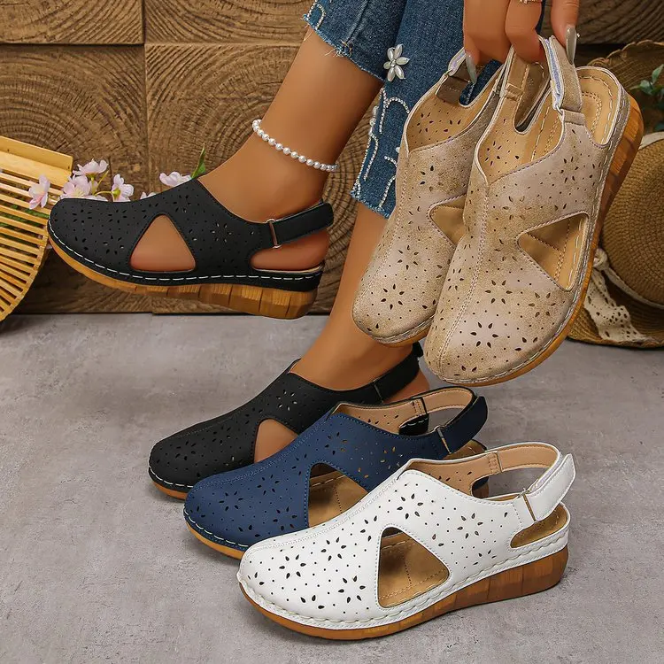 Summer 2026 Platform Fashion Sandals Hollow Out Buckle Roman Style Women Lightweight Slip-On Shoes Ladies_vogvips.com