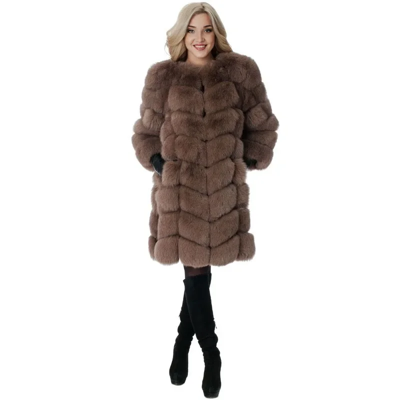 Fur Coat Women's Autumn and Winter New Fur Spliced Fox Fur Thickened Warm Coat
