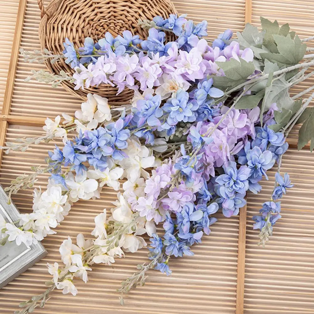 Fake Delphinium Flower Wedding Artificial Delphinium Fake Plants Wedding Bridle Bouquet Indoor Outdoor Home Kitchen Office Table