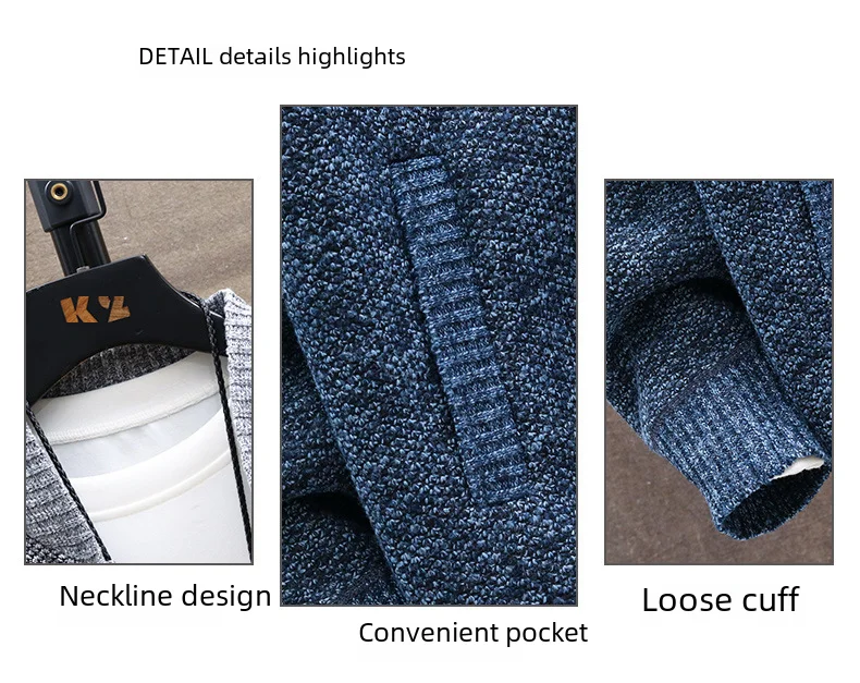 Description Picture 3 of itemAmazon Men's Stand Collar Color Block Fleece-lined Thickened Sweater Knitted Top Casual Cardigan Jacket Japanese Style