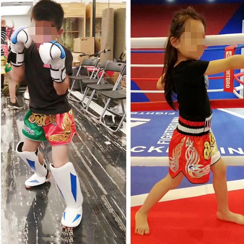 New Boxing MMA Shorts Mens Womens Embroidery Professional Combat Kickboxing Boy Girl Training Trunks Kids Muay Thai Pants