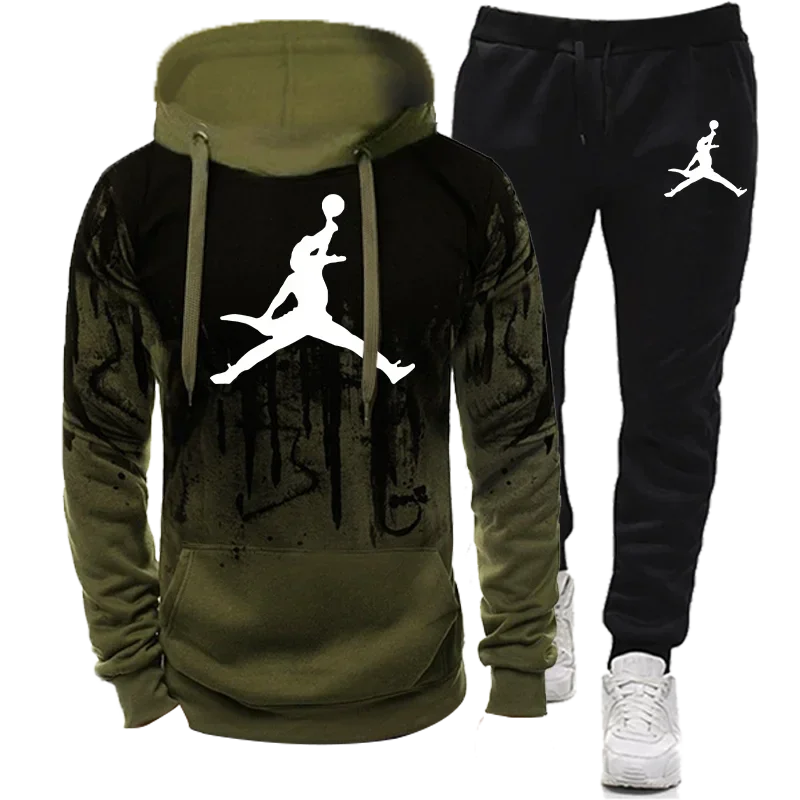 Splash Ink Sweatshirt Suit Men's Tracksuit Man Set of Two Pieces for Men Men's Winter Clothes Pant Sets New Two Piece Clothing