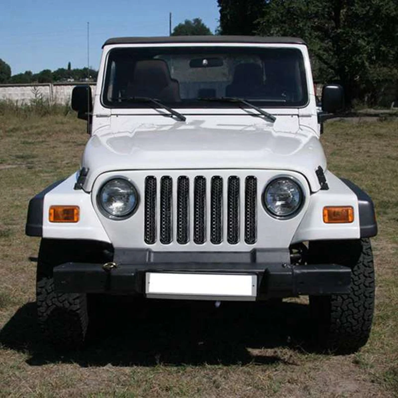 Honeycomb Mesh Front Grill Inserts Kit Accessories For 1997-2006 Jeep Wrangler TJ & Unlimited (7PCS)