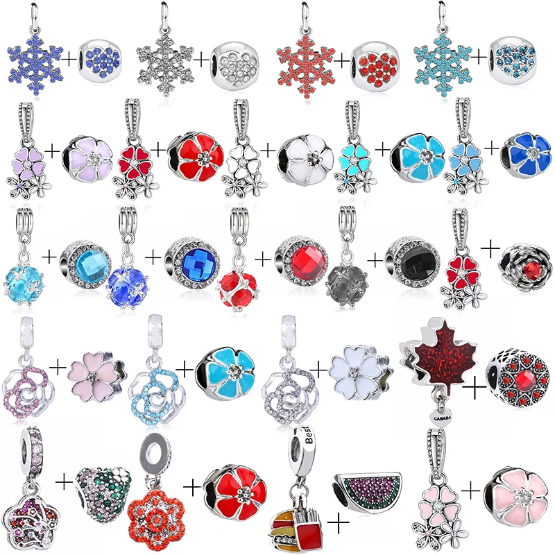 

2 шт./лот 45 видов Красочные шармы-бусины в виде снежинок подходят для брендовых браслетов в европейском стиле для женщин и мужчин ювелирные изделия специальное предложение