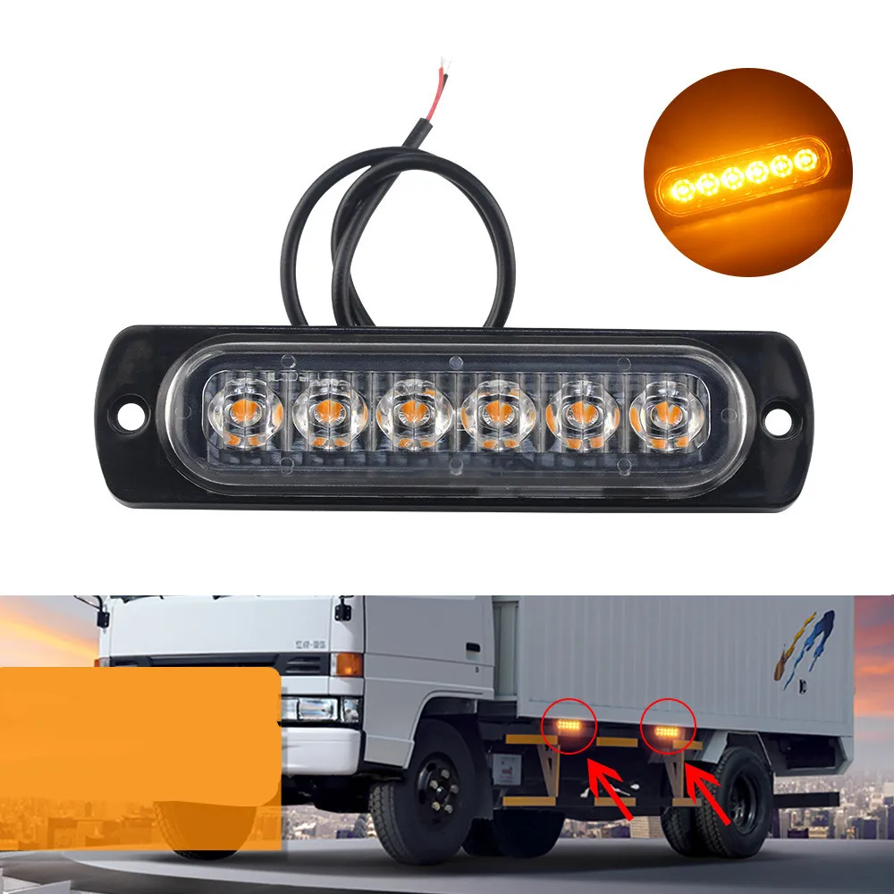 

DC 12V-24V 18W Yellow 6LED Lights Car Truck Warn Safety Urgent Always Bright Lamp Car External LED Light Rear Side Brake Lamp