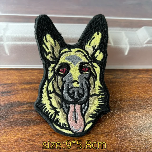 ジャーマンシェパード刺繍戦術パッチフック&ループエンブレム