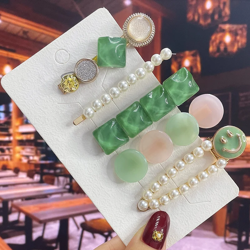 3/5 stücke Set Neue Kristall Haar Clips für Frauen Mode Haar Barrettes Trendy Geometrische Haarnadeln Headwear Fashion Haar zubehör – Detail 5