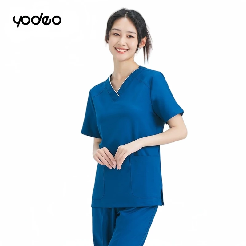 Four seasons short sleeved hand washing clothes for women pet hospital clothes elastic quick drying oral doctor work clothes