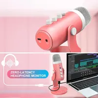 Haomuren USB Condenser Microphone Pink Studio Recording Mic for PC Mac Computer Phone Gaming Streaming Podcasting Laptop Desktop 4