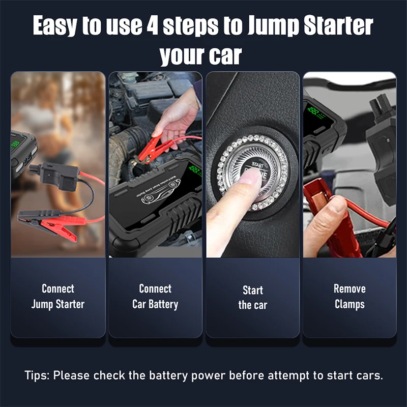 Car Battery Emergency Starting Power Supply Instant 12V high-capacity Wireless Auto Multifunctional Backup Rescue Hitch Lighter