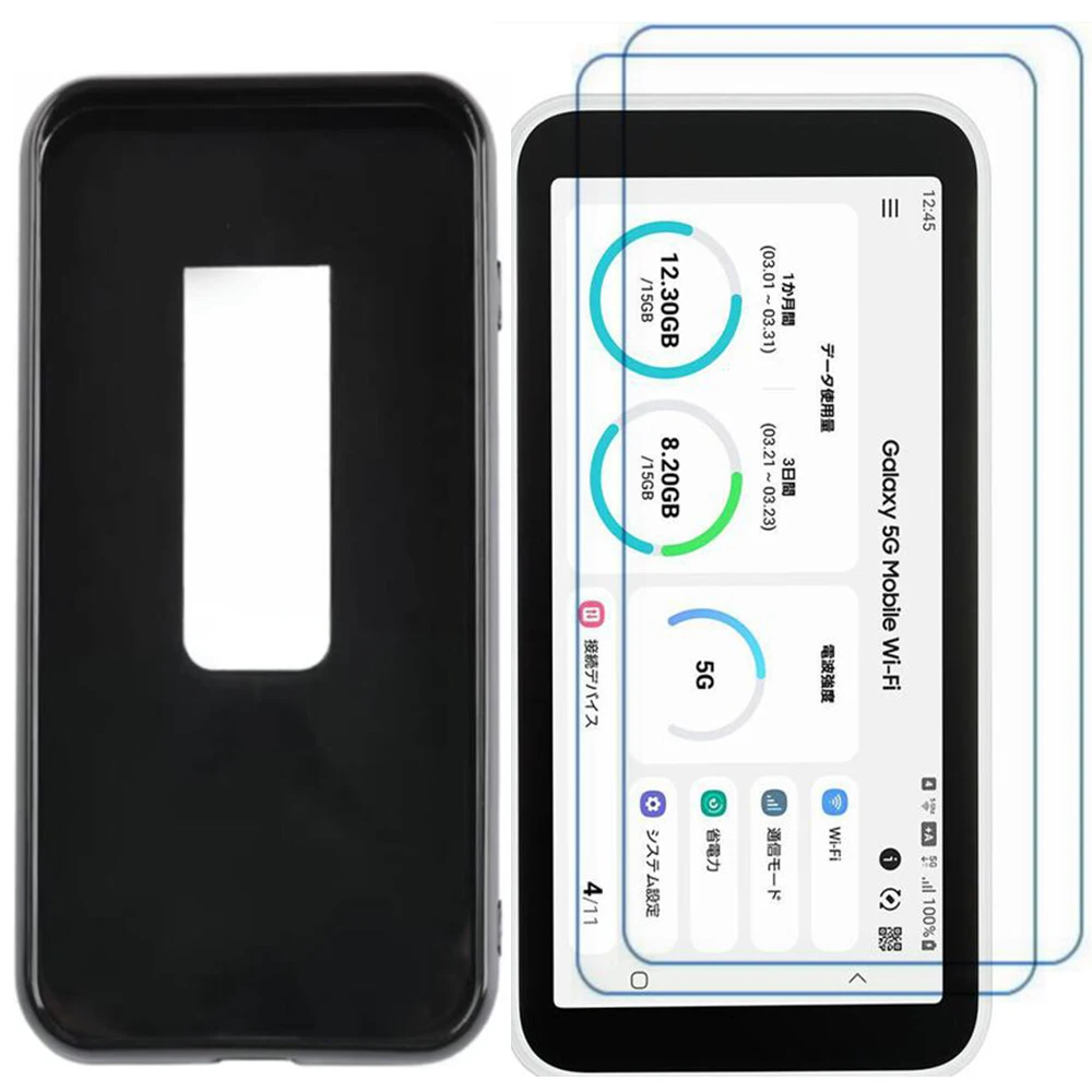 3-in-1 Soft Film+Silicone Cover For Samsung Galaxy 5G Mobile Wi-Fi SCR01 Case Non-tempered Hydraulic Soft Film 5G Mobile Wi-Fi 2