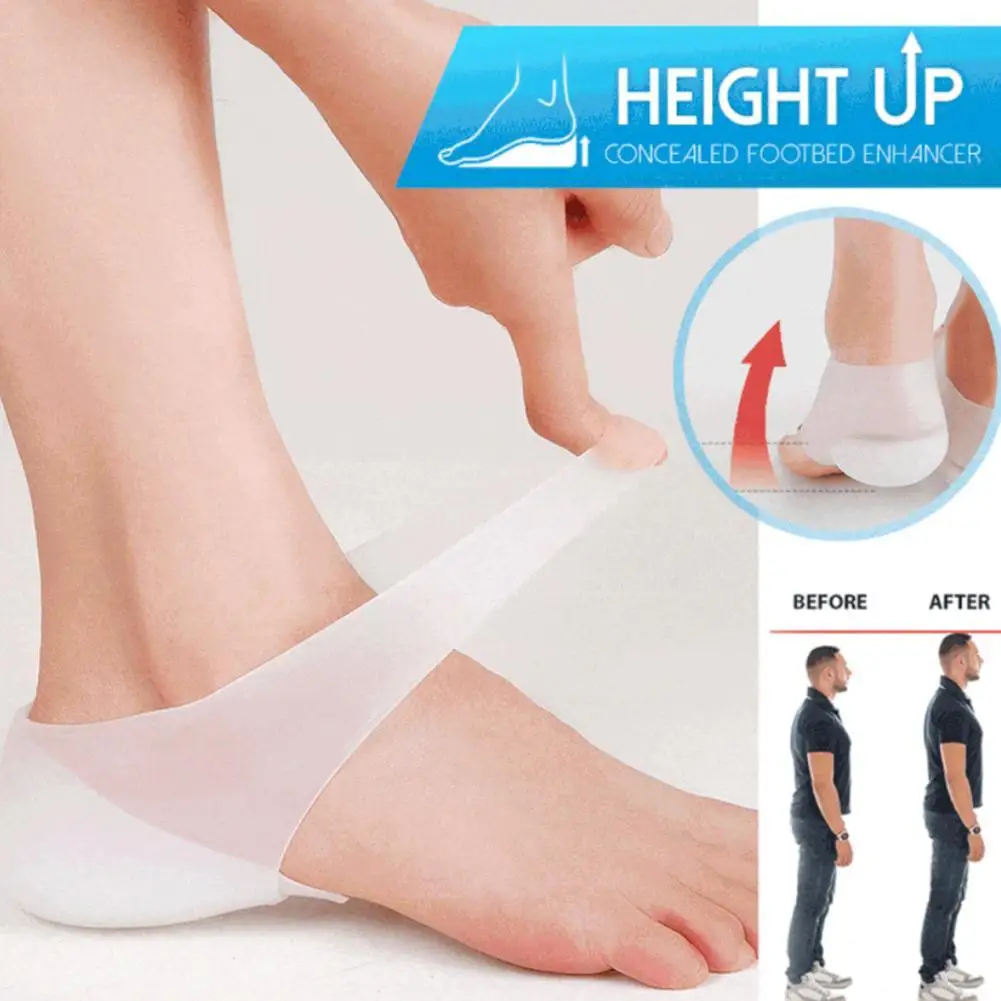 

Silicone Invisible Height Increase Insoles Unisex Soft Socks Gel Heel Pads Orthopedic Arch Support Heel Cushion Foot Massage Pad