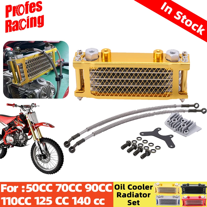 Set Di Raffreddamento Radiatore Olio Moto Radiatore Olio Moto Per 125Cc 50-140Cc Radiatore Motore Universale Dirt Bike Monkey Atv Motocross
