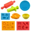 Food Play Dough Molds for Kids Plastics Fruit Vegetable Dumpling Noodle Mold Knife Fork Bowl Plate Playdough Accessories Toys 1
