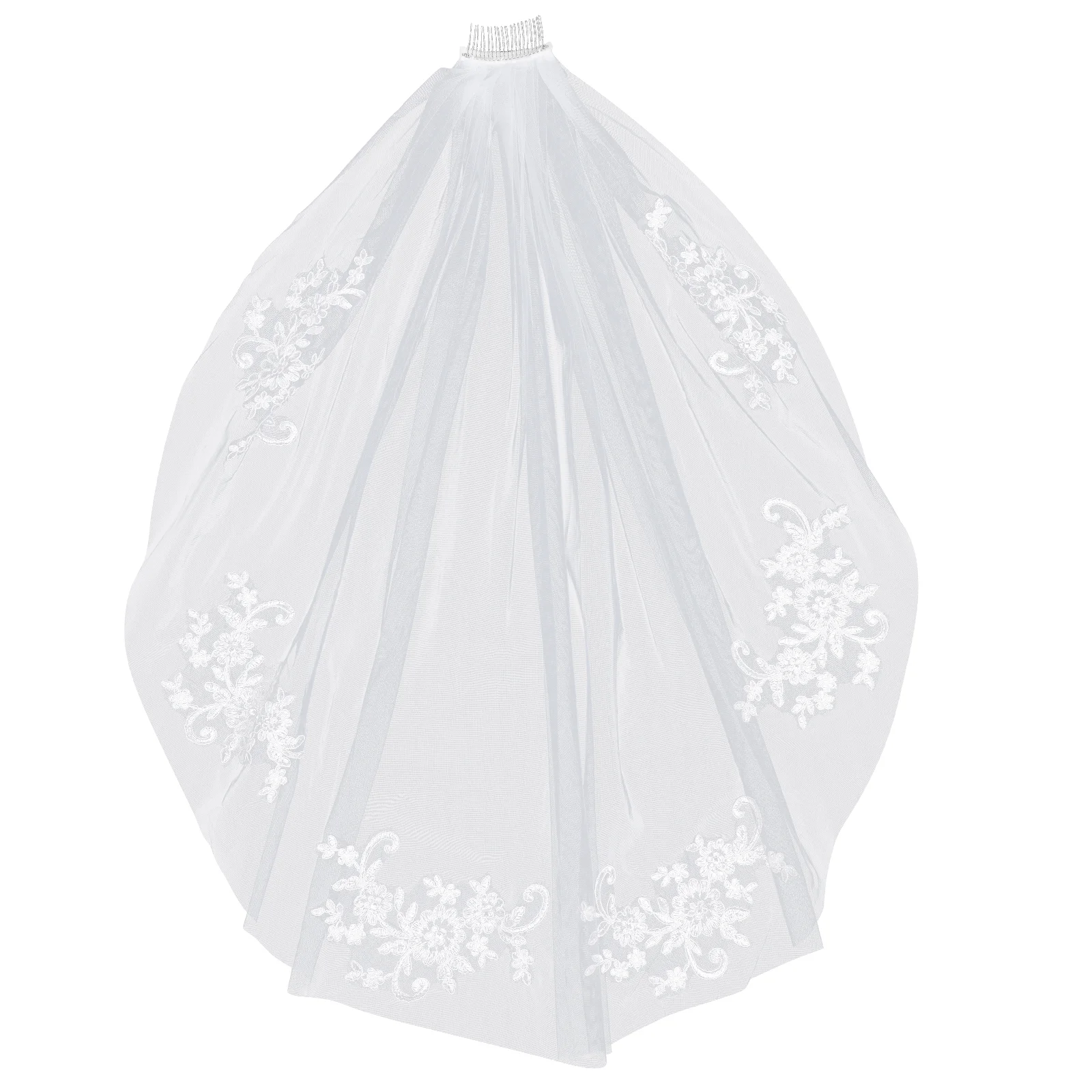 

Bridal Veils Elegant Rhinestone Lace Veil Wedding Veil Hair Accessory Hearwear Heardress for Baptism Wedding Communion