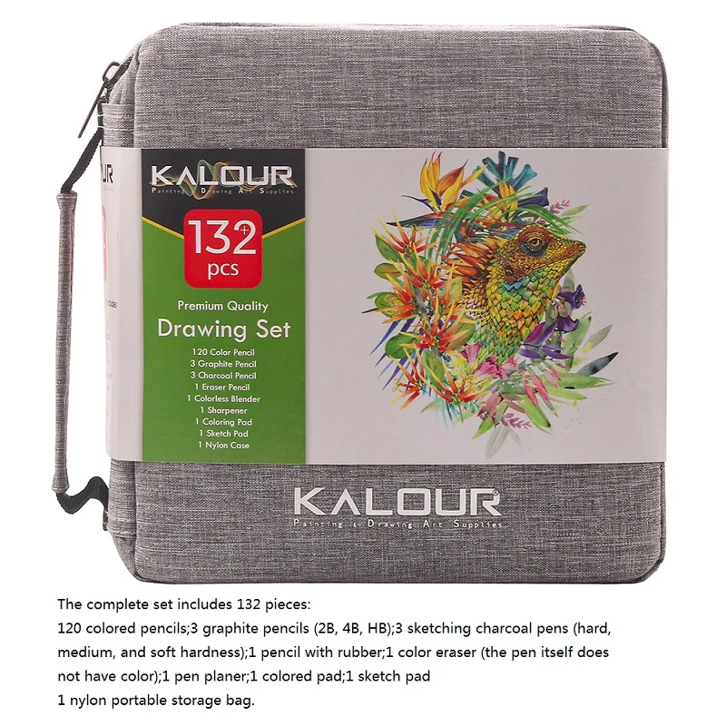 KALOUR 132 Colored Pencils Set,with Adult Coloring Book and Sketch