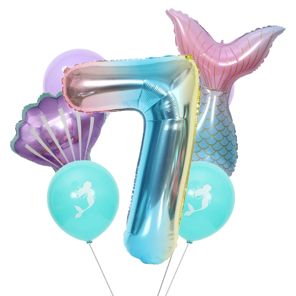 Meerjungfrau-Party-Luftballons, 32 Zoll, 1, 2, 3, Folien-Zahlenballon, Meerjungfrauenschwanz für Mädchen, Geburtstagsparty-Dekorationen, Babyparty, Helium-Globos – Detail 16