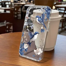 Elegant Vintage Blue Bird Floral Shockproof Transparent Phone Case - iPhone 12 Mini (Style1)