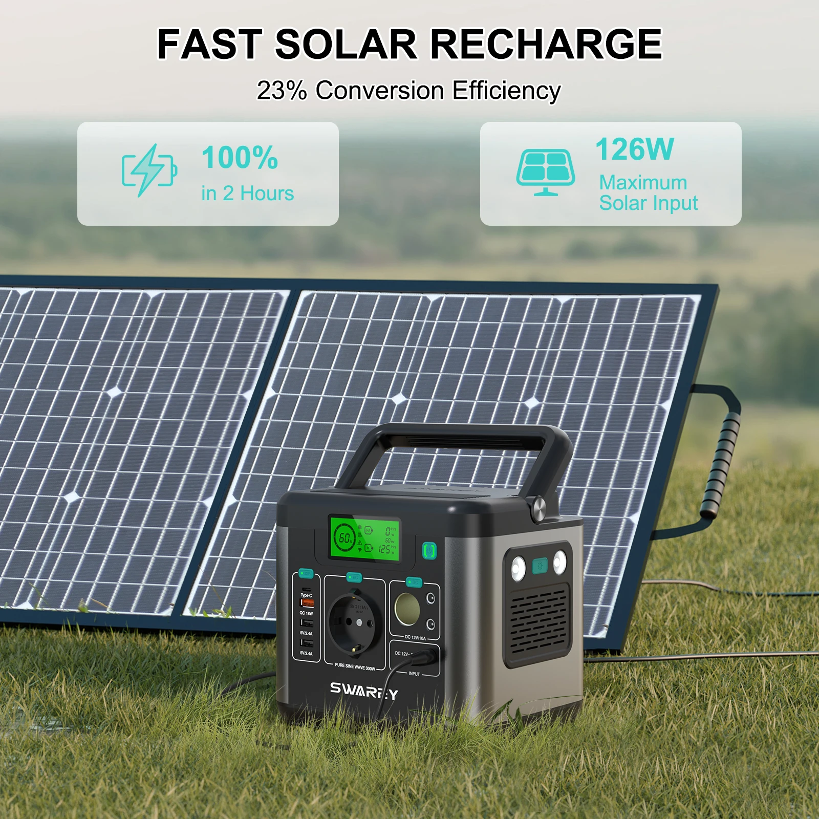 SWAREY S160 300W(peak 600W) Portable Power Station 222Wh Solar Generator Powerstation Chargers Backup Emergency Power Supply 5