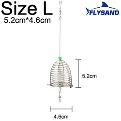 FLYSAND Stainless Steel Bait Feeder Cage Basket - Durable Fishing Lure Holder in 3 Sizes (Size L)
