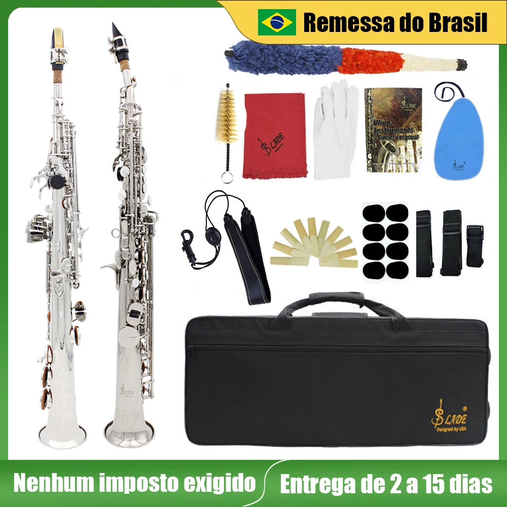Description Picture 4 of itemSLADE Soprano Saxophone Brass Body Bb Straight Sax Professional Saxfone Woowind Instrument With Case Reeds Parts & Accessories
