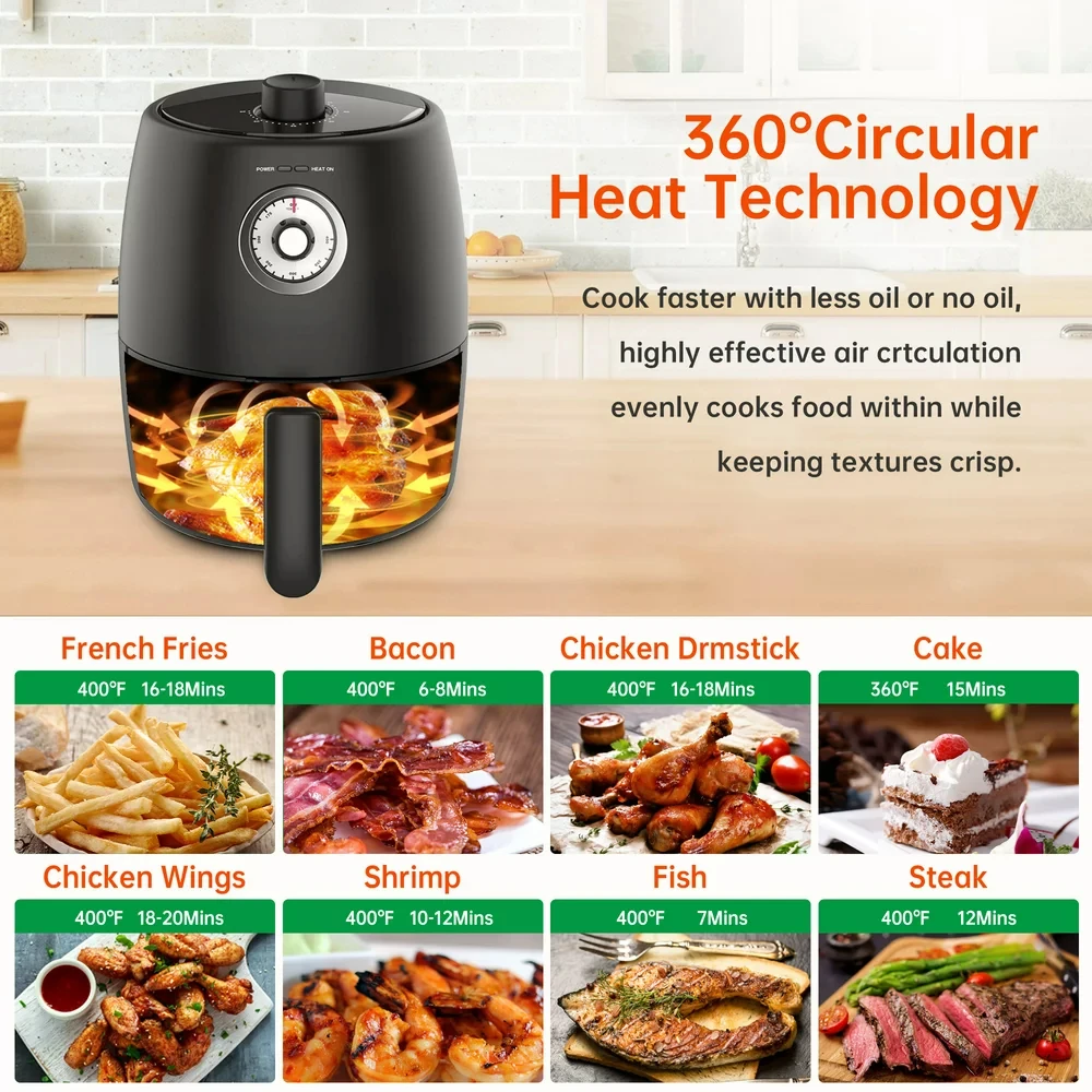 Fryer 2Qt, Compact Small Air Fryer Oven with Air Fryer Liners and Knob -  AliExpress