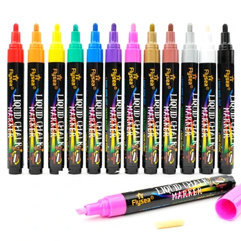 12PCS/Set Liquid Chalk Marker Pens Erasable LED Writing Board Glass Window Art 12 Colours Marker Pens