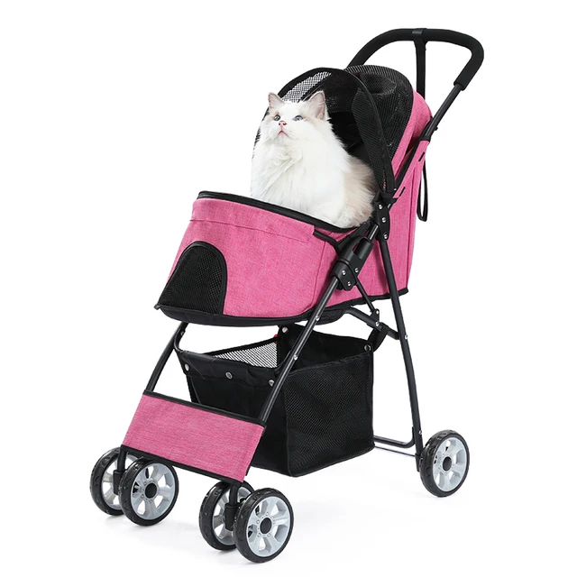 Poussette pliable pour animaux de compagnie chariot Portable pour chiens et chats avec grande fen tre