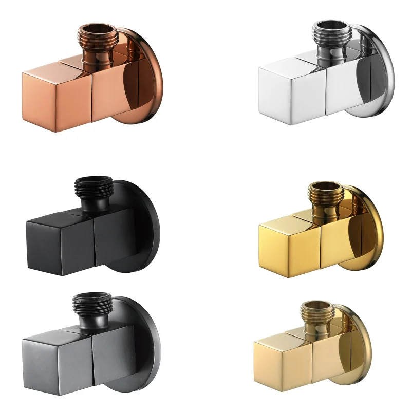 ก๊อกน้ําห้องน้ําหยุดวาล์วห้องน้ําห้องน้ํา 4 จุดวาล์วมุมสแควร์ตัวควบคุมความดันน้ําอุปกรณ์ห้องน้ํา Matte Black 1